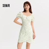 森马（Semir）【连衣裙合辑】夏天女法式慵懒风裙子复古学院风针织裙雪纺碎花裙 E款田园风碎花裙-绿色调00344 M