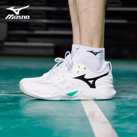美津浓（MIZUNO）男女专业排球鞋舒适缓震透气轻量WAVE DIMENSION 白黑绿 WAVE MOMENTUM PRO 42 =270mm