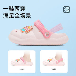 泰兰尼斯夏季儿童洞洞鞋男童包头防踢宝宝拖鞋女童防滑软底沙滩鞋 粉色 27 -28内长17.5cm适合脚长17.0cm
