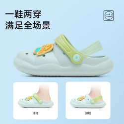 泰兰尼斯 夏季儿童洞洞鞋男童包头防踢宝宝拖鞋女童防滑软底沙滩鞋 绿色 27 -28内长17.5cm适合