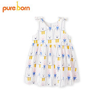 博睿恩（Pureborn）女宝宝夏季裙子婴儿背带裙女童连衣裙婴儿纯棉背心吊带裙 几何笑脸 90