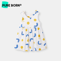 博睿恩（Pureborn）女宝宝夏季裙子婴儿背带裙女童连衣裙婴儿纯棉背心吊带裙 几何笑脸 100