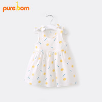 博睿恩（Pureborn）女宝宝夏季裙子婴儿背带裙女童连衣裙婴儿纯棉背心吊带裙 几何笑脸 110