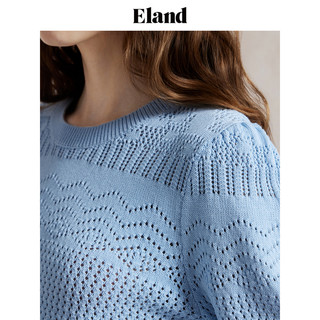 【100%棉】Eland衣恋针织T恤女圆领纯棉镂空针织衫上衣夏 薄荷色(84)MINT L/170