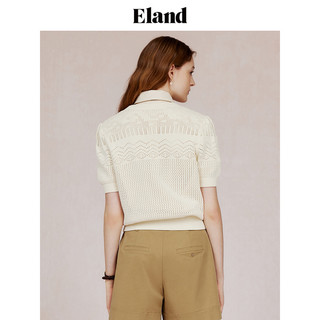 【100%棉】Eland衣恋针织T恤女圆领纯棉镂空针织衫上衣夏 薄荷色(84)MINT L/170