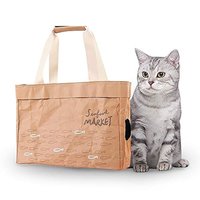 利其尔 手工纸手提袋 米色 小型犬 猫用，适用体重