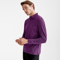 七匹狼长袖T恤男士纯色多色可选翻领时尚城市轻户外t恤男装保罗衫 505(粉紫) 4XL 190/104A