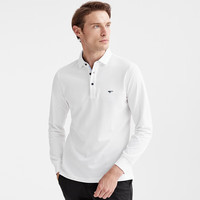 七匹狼长袖T恤男士纯色多色可选翻领时尚城市轻户外t恤男装保罗衫 803(本白) 4XL 190/104A