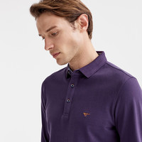 七匹狼长袖T恤男士纯色多色可选翻领时尚城市轻户外t恤男装保罗衫 503(紫色) L 170/88A