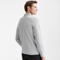 七匹狼长袖T恤男士纯色多色可选翻领时尚城市轻户外t恤男装保罗衫 005(浅灰) 4XL 190/104A