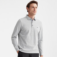 七匹狼长袖T恤男士纯色多色可选翻领时尚城市轻户外t恤男装保罗衫 005(浅灰) L 170/88A