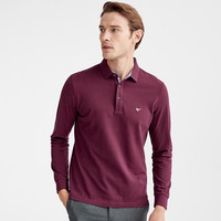 七匹狼长袖T恤男士纯色多色可选翻领时尚城市轻户外t恤男装保罗衫 403(枣红) XL 175/92A