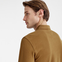 七匹狼长袖T恤男士纯色多色可选翻领时尚城市轻户外t恤男装保罗衫 303(咖啡) M 165/84A