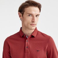 七匹狼长袖T恤男士纯色多色可选翻领时尚城市轻户外t恤男装保罗衫 404(砖红) 3XL 185/100A