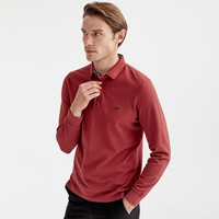 七匹狼长袖T恤男士纯色多色可选翻领时尚城市轻户外t恤男装保罗衫 404(砖红) XL 175/92A