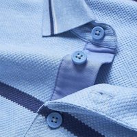 七匹狼短袖T恤男夏季条纹POLO保罗衫男士拼色撞色短T打底衫男装休闲上衣 109(天蓝) 190