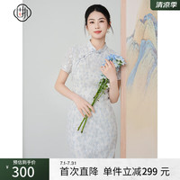 固执 OBSTINATE 女士民国风碎花蕾丝短袖旗袍裙