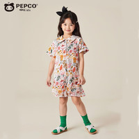 小猪班纳女童裙夏季新款2025女宝宝衬衫裙开衫裙薄款女孩连衣裙儿童裙子 S66 110 cm