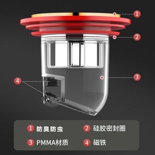 米良品 卫生间磁吸地漏防臭器内芯 3个装