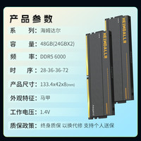 阿斯加特 DDR5 6000 台式机内存条 海姆达尔 马甲条 海力士M-die CL28 黑厚甲