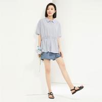 夏季垂感莫代尔梭织宽松短袖休闲衬衫女款