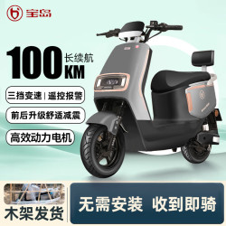 宝岛电动车 BODO 宝岛1200W高速大功率电动摩托车72V长续航电动车电摩成人电瓶车 灰色/三档变速/防爆轮胎/靠背版 配72V23AH