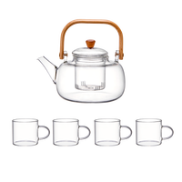 尚烤佳(Suncojia)围炉煮茶壶 玻璃煮茶罐杯子套装 耐高温提梁烧水壶一壶四杯