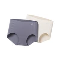 迪卡侬运动内裤女裸感无痕弹力提臀中腰运动跑步内裤 烟灰色+奶油米色 XL