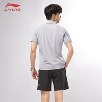 李宁（LI-NING）运动Polo衫夏季男子休闲百搭经典运动短袖纯色上衣 鸽子灰 XL (180)