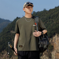 吉普（JEEP）短袖男士T恤夏季宽松圆领休闲衣服男装88N1 浅军绿  2XL 