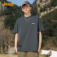 吉普（JEEP）短袖男士T恤夏季宽松圆领休闲衣服男装88N1 深灰色  M 