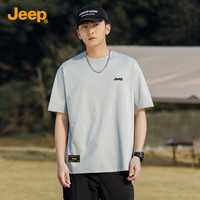 吉普（JEEP）短袖男士T恤夏季宽松圆领休闲衣服男装88N1 深灰色  3XL 