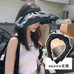 mikibobo 防晒帽女遮阳帽可折叠大檐太阳帽沙滩帽全脸防晒UPF50+防紫外线  黑色(多款可选)