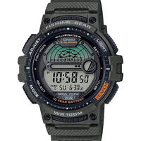 CASIO 卡西欧 男士 钓鱼计时器石英手表 带树脂表带 绿色