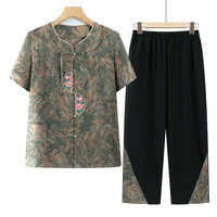 中老年人2025夏装女中年夏季气质套装奶奶装短袖老人衣服