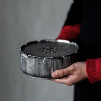 饮致 陶瓷茶盘家用干泡盘功夫茶具景德镇高端储水壶承日式茶壶托茶船 老锡壶承16.5cm