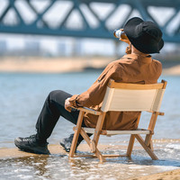 牧高笛(MOBIGARDEN) 云端实木椅 户外露营聚会折叠椅实木靠背椅便携式低躺椅 套餐二