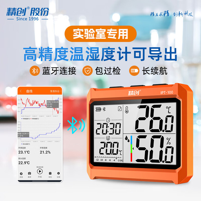 精创 elitech IPT-100 高精度电子数显温湿度计 实验室药店室内工业 可导出