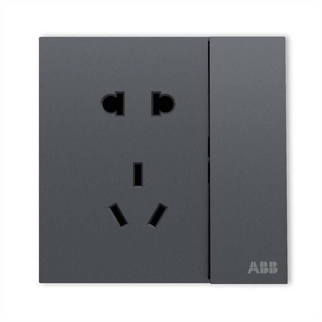 ABB 盈致系列 灰色 五孔带双控开关插座*5只