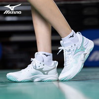 美津浓（MIZUNO）男女专业排球鞋舒适缓震透气轻量WAVE DIMENSION 白浅蓝 WAVE MOMENTUM ELITE 45 =295mm