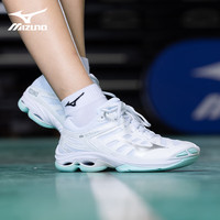 美津浓（MIZUNO）男女专业排球鞋舒适缓震透气轻量WAVE DIMENSION 白青 WAVE VOLTAGE 2 43 =280mm