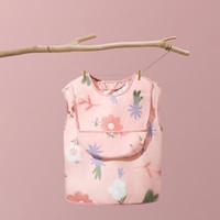 佳韵宝 罩衣儿童 反穿衣宝宝吃饭围兜儿童围裙宝宝罩衣婴儿吃饭 洛利花园（无袖款） 100