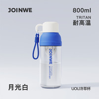 PAKCHOICE水杯男女生tritan夏季高颜值外出便携吸管杯夏季茶水分离杯子 月光白【tritan+吸管+提绳】