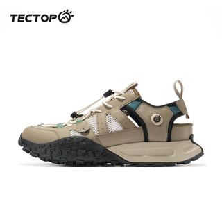 探拓（TECTOP）户外溯溪鞋男鞋两栖涉水鞋凉鞋沙滩鞋防滑耐磨夏季休闲运动登山鞋 新卡其/经典黑 42