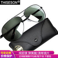 砾石 THISESON 纯铝镁太阳镜 黑色款 黑绿清透片