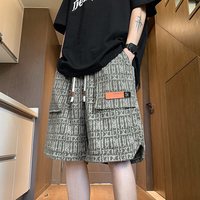 至唯美式工装短裤男夏季2025潮牌青少年中裤子运动篮球宽松五分裤 黑色 5XL 【205-230斤】