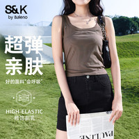 班尼路BALENOS&K方领吊带背心女2025夏季女装新款时尚打底衫白色外穿无袖上衣