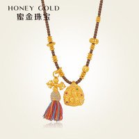HONEYGOLD 蜜金珠宝 黄金项链足金古法镶嵌护念套链HGC1666工费410元/件