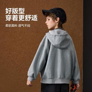 儿童男童外套春双拉链重磅连帽外套青少年跑步运动服