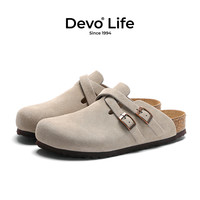 Devo/的的的的的沃 Devo Life       软木拖鞋包头半拖半包懒人外穿气质复古文艺女鞋23035 深棕 39